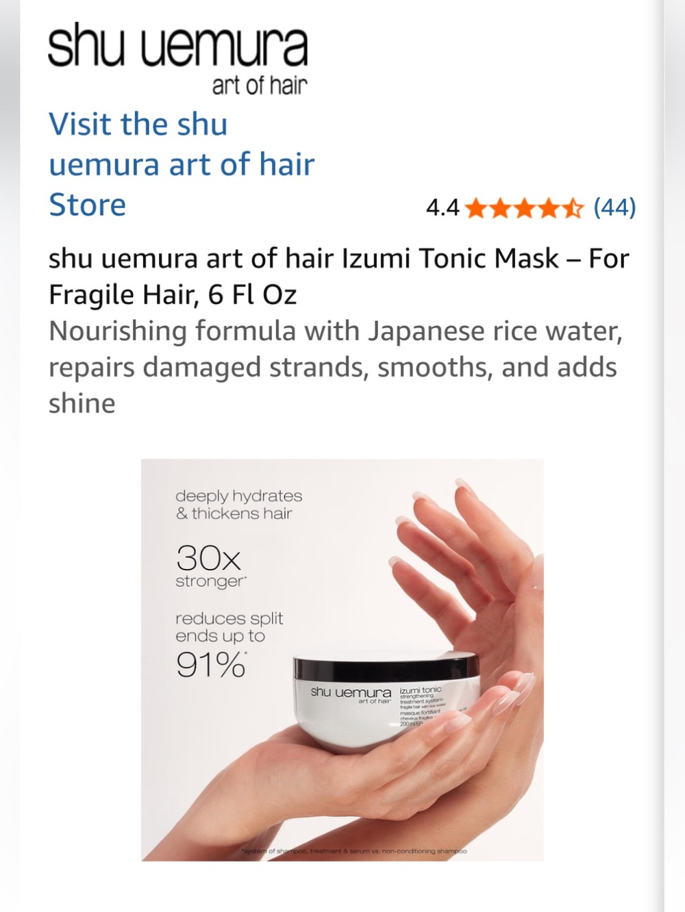 Shu Uemura Izumi Tonic Strengthening Treatment System Fragile Hair Masque